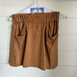 Brown Suede Mini Skirt